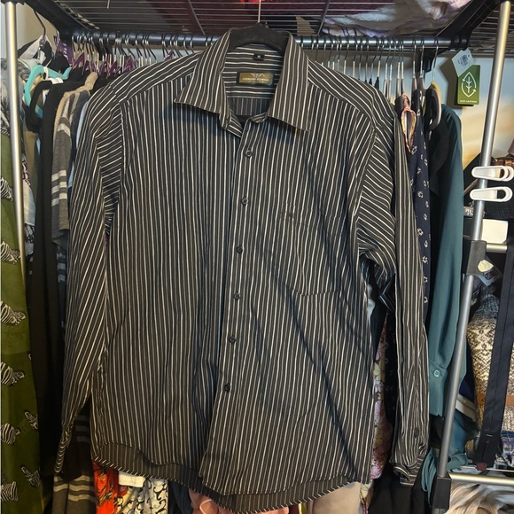 Giorgio Armani Men's Black Pinstripe Shirt
